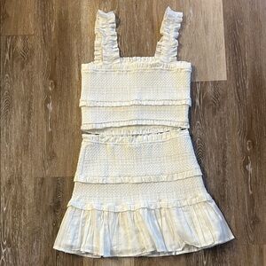 Chic Ruffled Cream Mini Dress